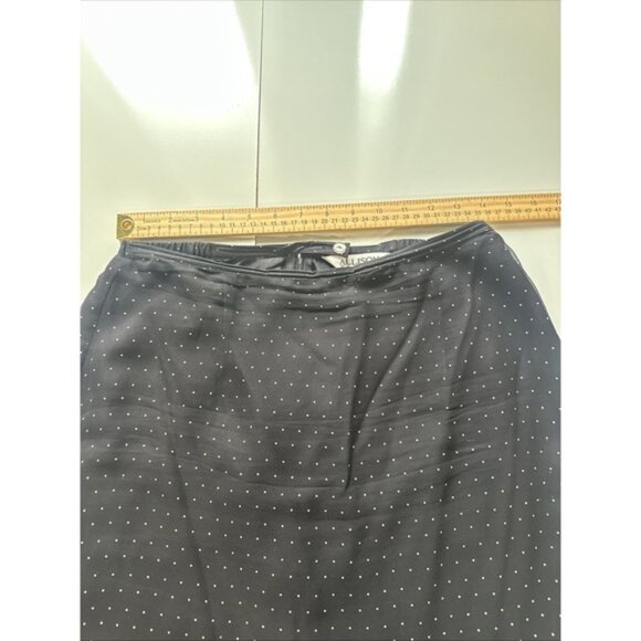 Allison Taylor woman 100% silk Skirt & Blouse Black with Beige Polka Dots SIZE M - Picture 7 of 9
